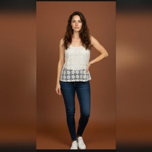 Banana Republic White Floral Tank Top